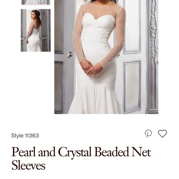 NWT! Morilee Wedding Dress and Pearl/Crystal Beaded Net Sleeves size 18 - Picture 6 of 7
